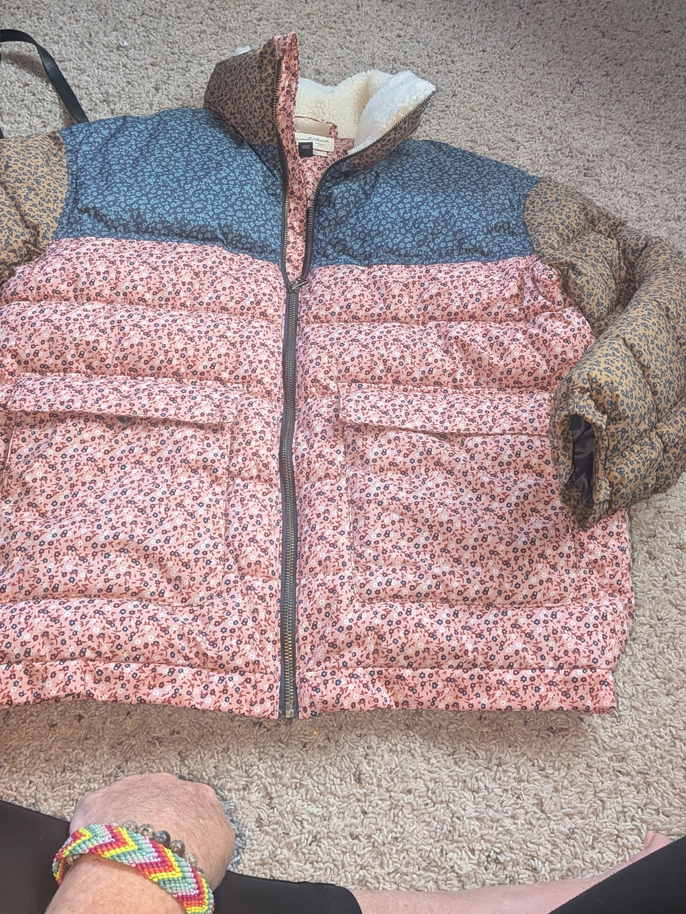 Universal Thread Pink Multi-Panel Floral HEAVY Jacket COAT WOMEN'S MEDIUM M NEW